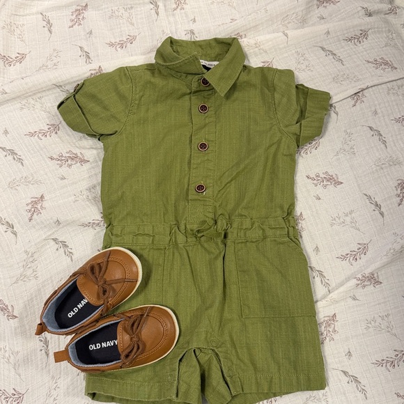 Janie and Jack Olive Green Kids Romper - Picture 8 of 8